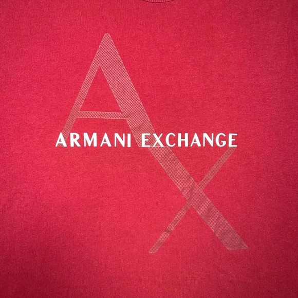 AX Armani Exchange T Shirt Men's Size Medium Red Bordeaux Spell Out Logo Tee - Picture 3 of 7